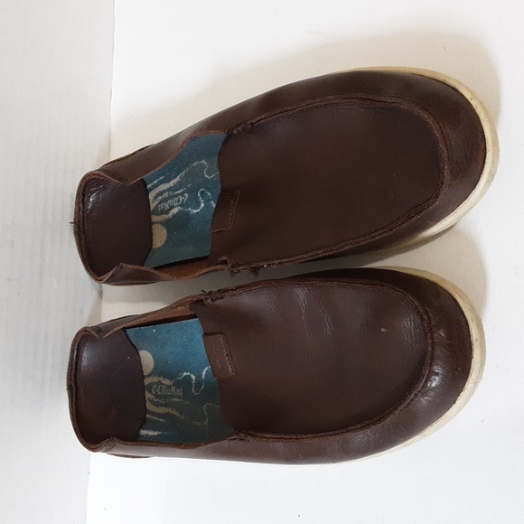 Olukai Nalukai Loafers Slip-On men's brown leather size 11.5us - Picture 1 of 8